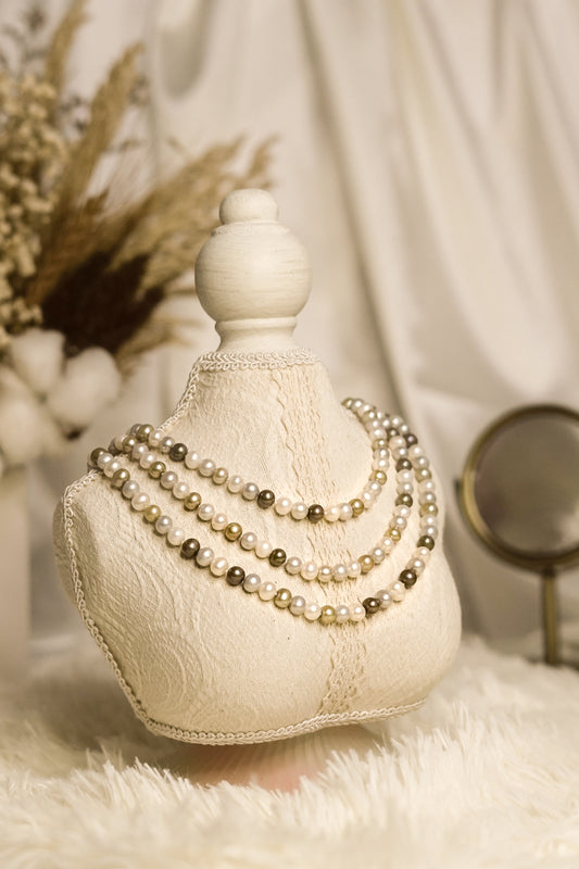 Tri-Strand All Pearl Necklace