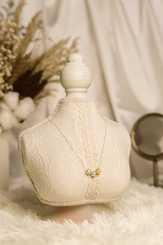 White Blue Champagne Floating Pearl Necklace